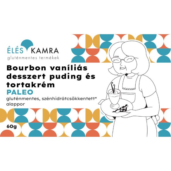 Éléskamra Bourbon vaníliás desszert puding és tortakrém alappor szénhidrát csökkentett 60 g (gluténmentes, paleo, cukormentes) 